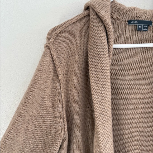 VINCE Sophie Yak-Wool Hooded Cardigan in Wheat Tann - Picture 4 of 9